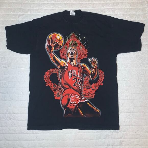 Michael Jordan Black Tee Shirt with Gold Stones - Picture 1 of 11